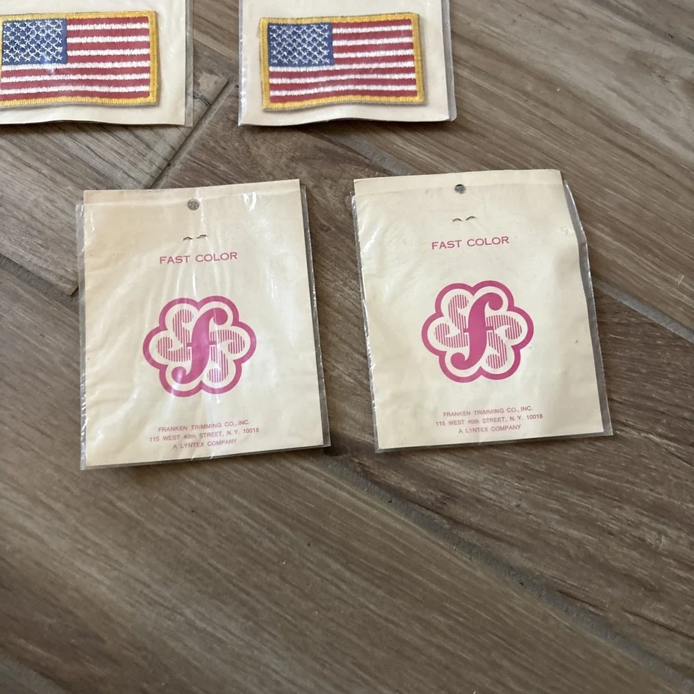 Vintage Lot Of 5 American Flags Embroidered Sew On Patches Various Sizes New